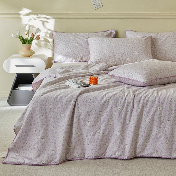 91家纺网 家纺一手货源 找家纺 暖阳 2026新款全棉贝壳边棉花夏被夏凉被空调被 莫伊