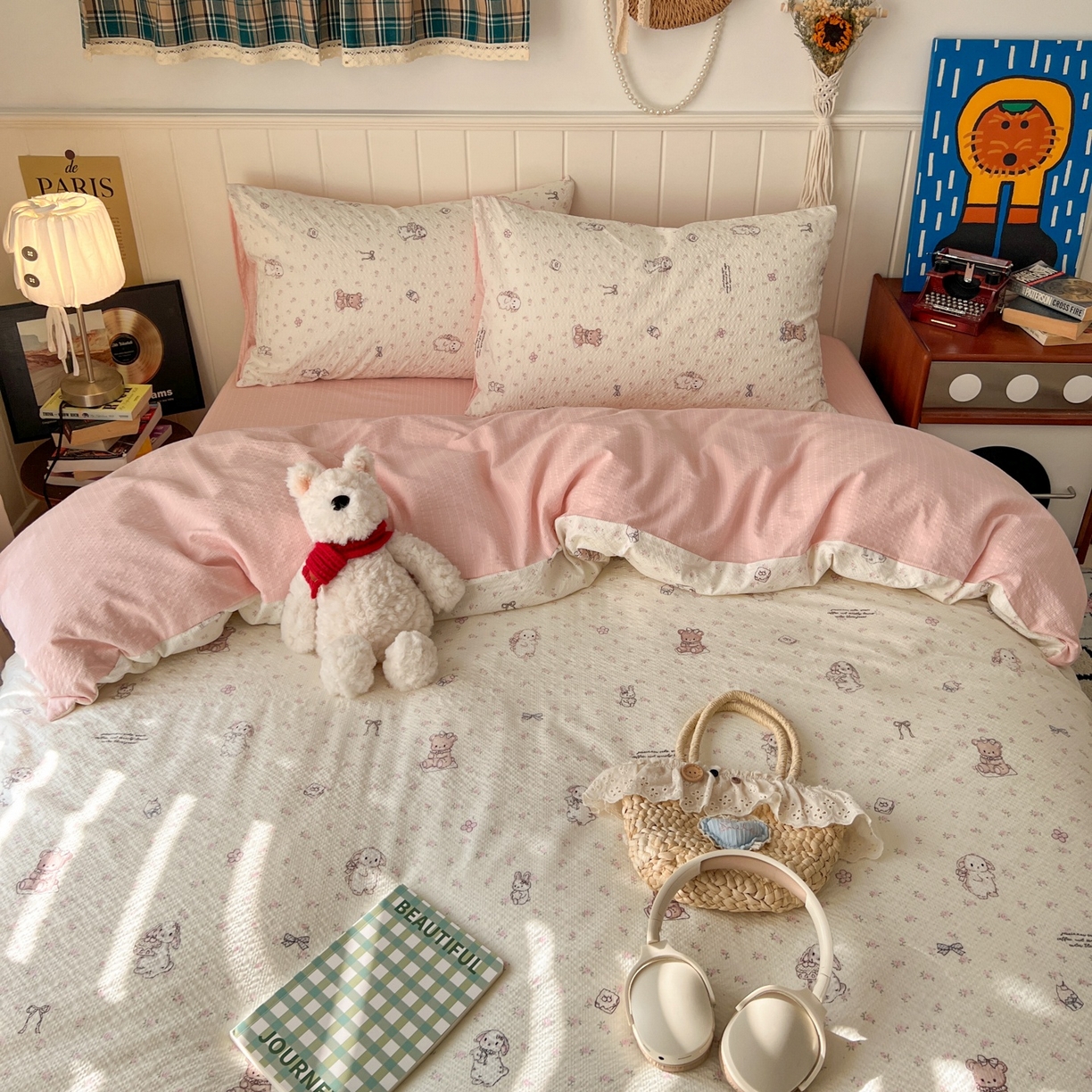 91家纺网 家纺一手货源 找家纺 水木坊 2026春夏新款高品质泡芙普通款四件套 悦悦小兔