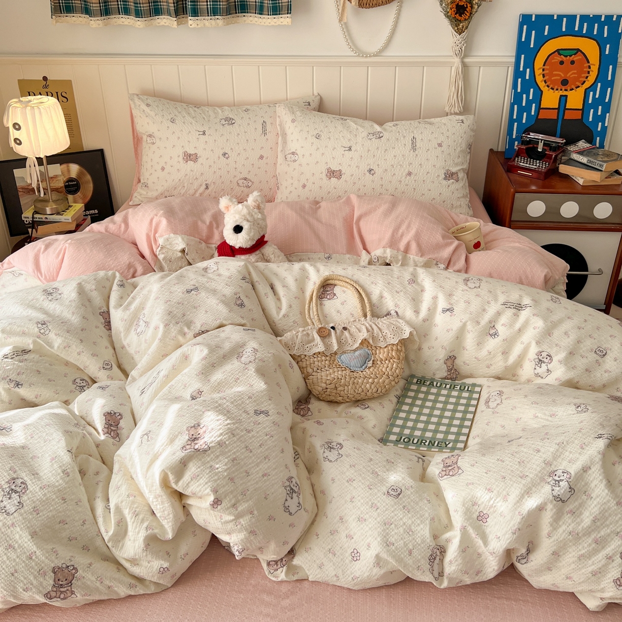 91家纺网 家纺一手货源 找家纺 水木坊 2026春夏新款高品质泡芙普通款四件套 悦悦小兔