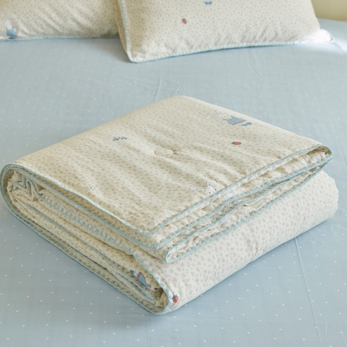 91家纺网 家纺一手货源 找家纺 暖阳 2026新款全棉贝壳边棉花夏被夏凉被空调被 奶呼兔兔