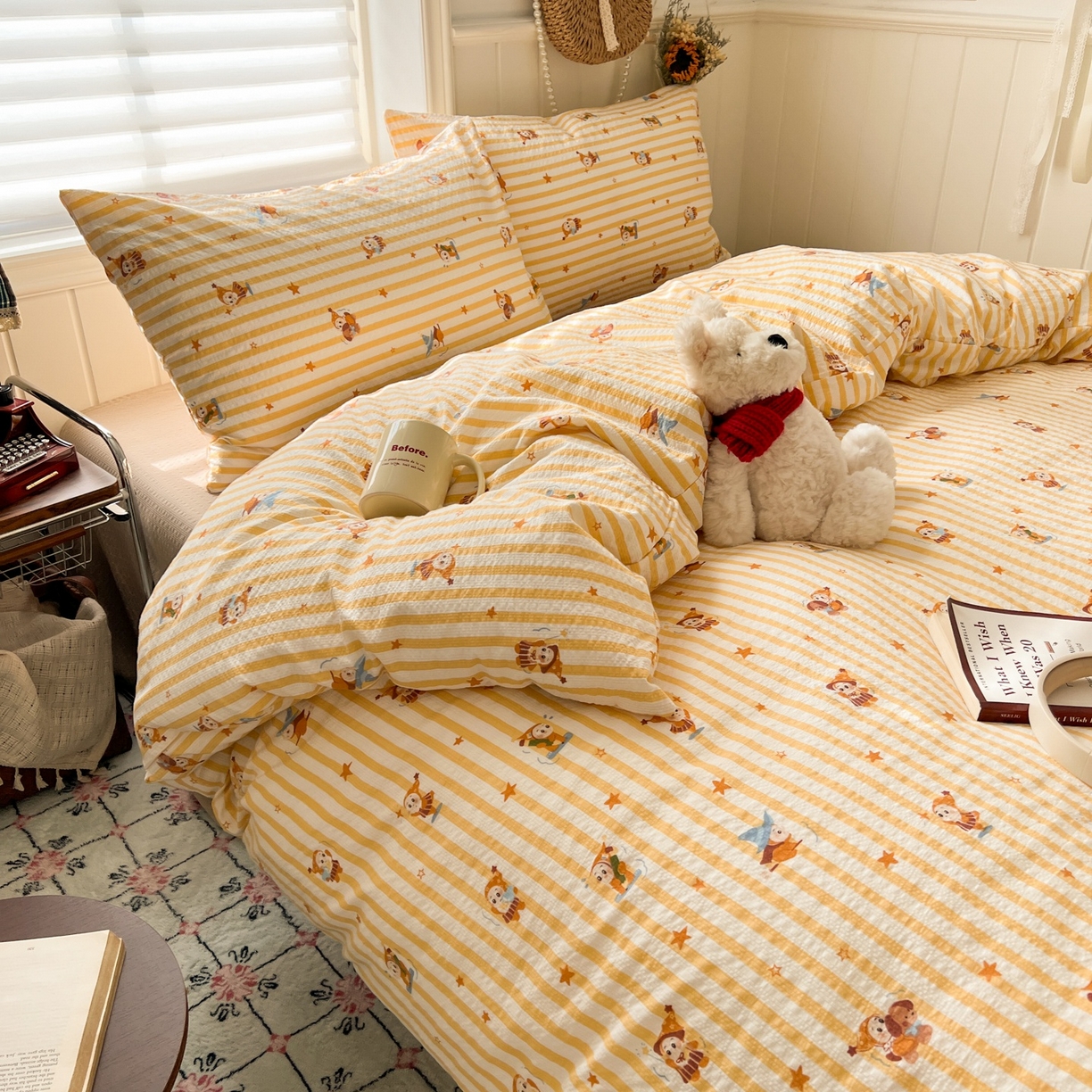 91家纺网 家纺一手货源 找家纺 水木坊 2026春夏新款高品质泡芙普通款四件套 魔法星星