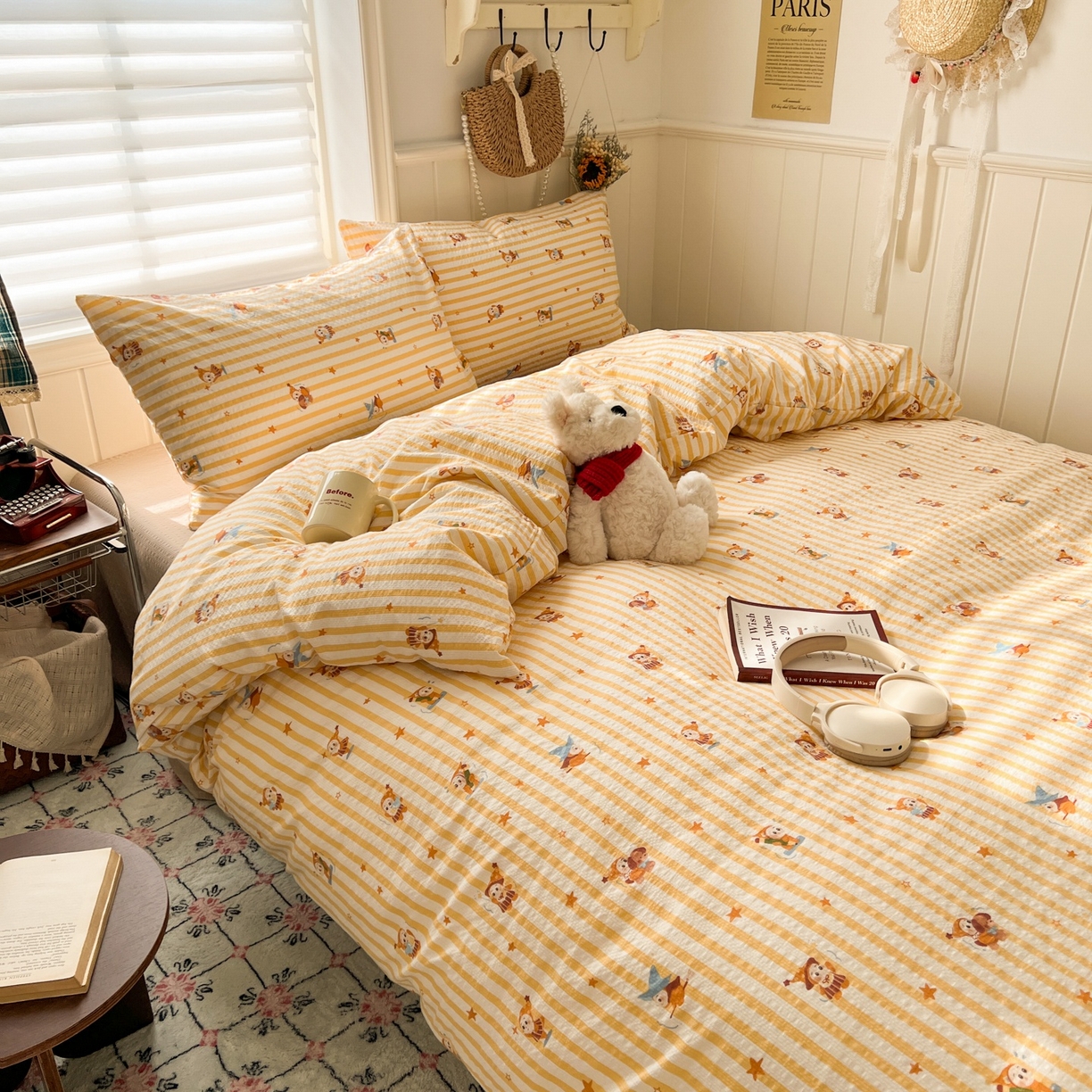 91家纺网 家纺一手货源 找家纺 水木坊 2026春夏新款高品质泡芙普通款四件套 魔法星星