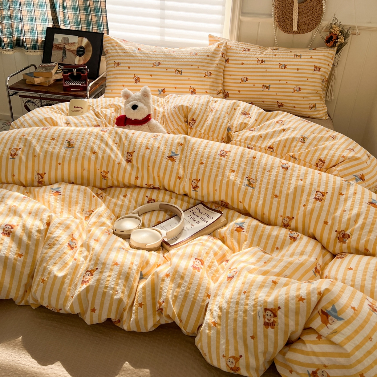 91家纺网 家纺一手货源 找家纺 水木坊 2026春夏新款高品质泡芙普通款四件套 魔法星星