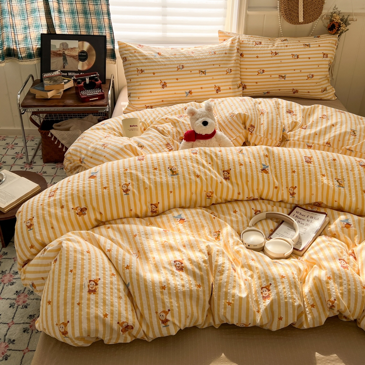 91家纺网 家纺一手货源 找家纺 水木坊 2026春夏新款高品质泡芙普通款四件套 魔法星星