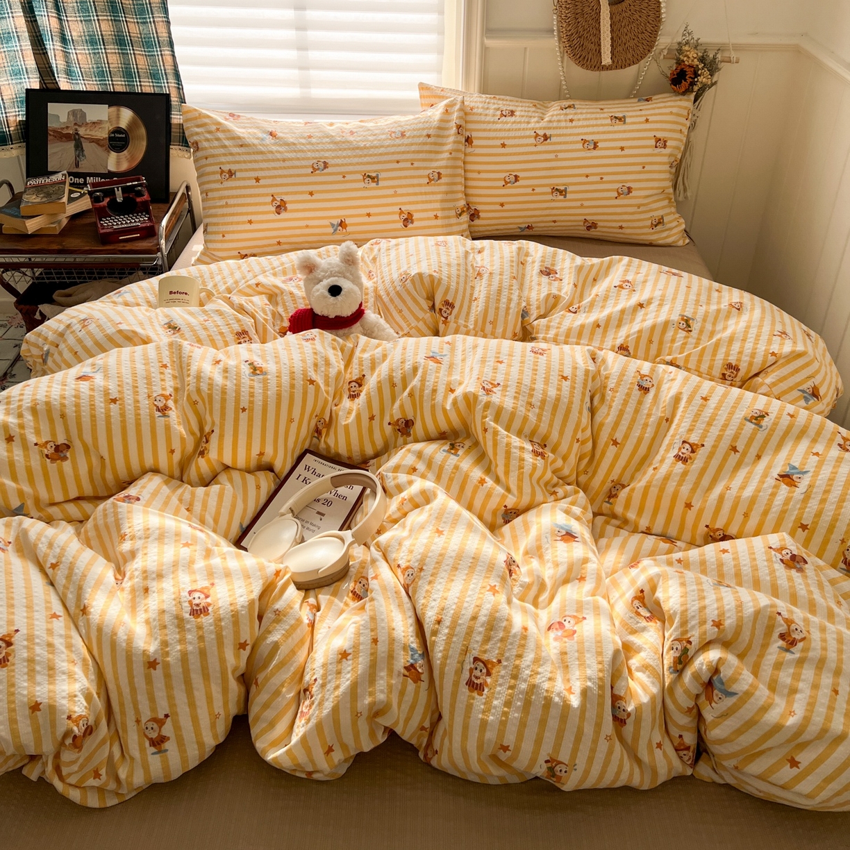 91家纺网 家纺一手货源 找家纺 水木坊 2026春夏新款高品质泡芙普通款四件套 魔法星星