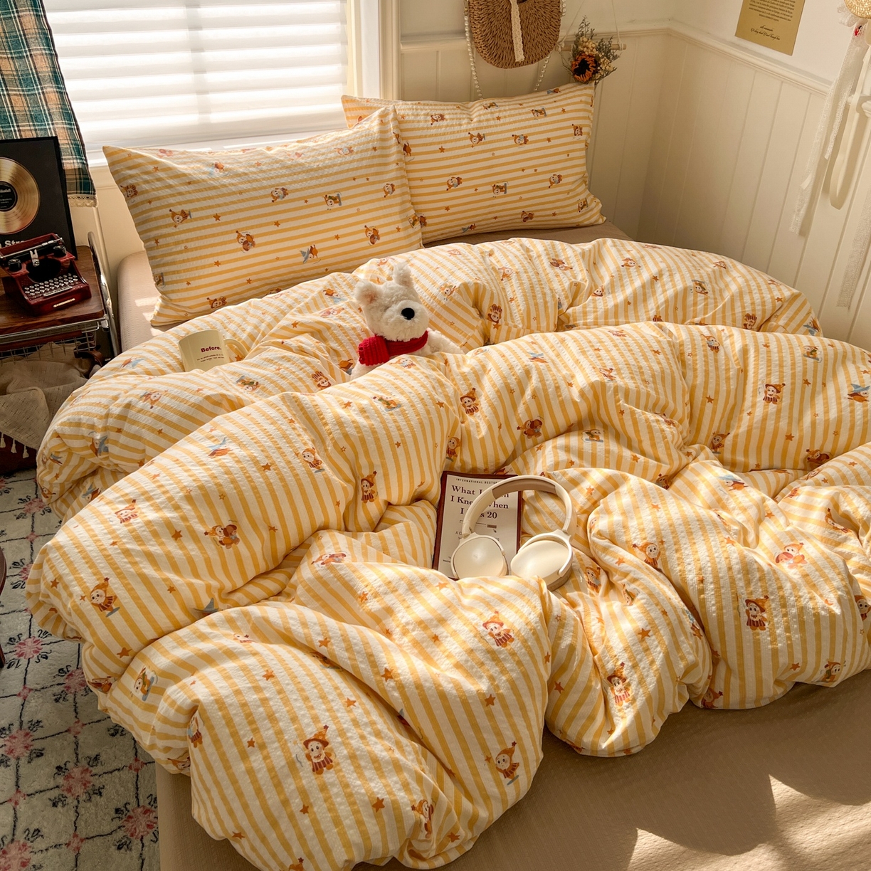 91家纺网 家纺一手货源 找家纺 水木坊 2026春夏新款高品质泡芙普通款四件套 魔法星星