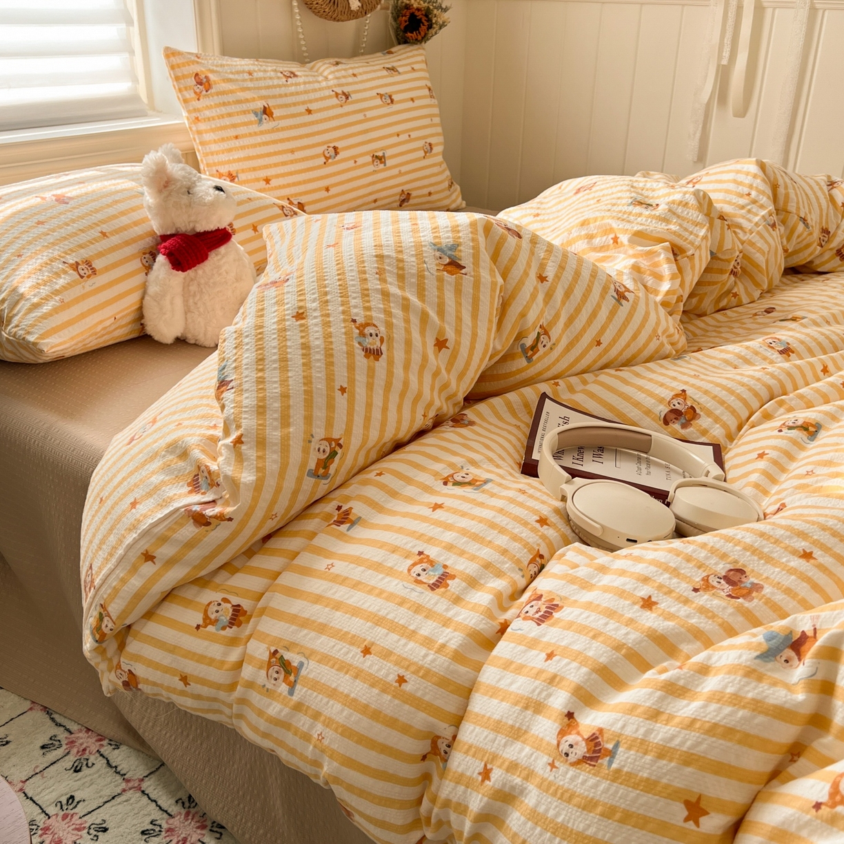 91家纺网 家纺一手货源 找家纺 水木坊 2026春夏新款高品质泡芙普通款四件套 魔法星星