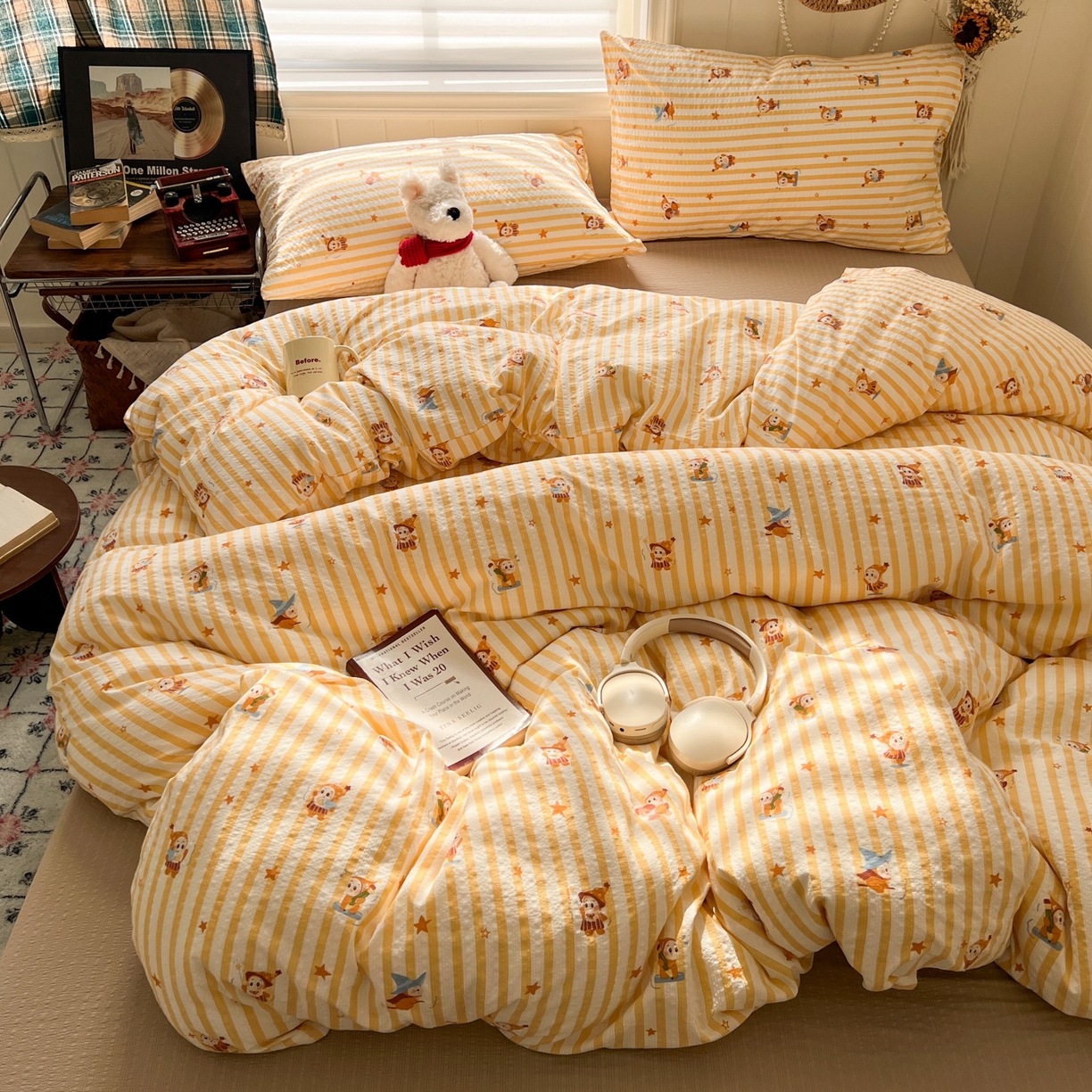 91家纺网 家纺一手货源 找家纺 水木坊 2026春夏新款高品质泡芙普通款四件套 魔法星星