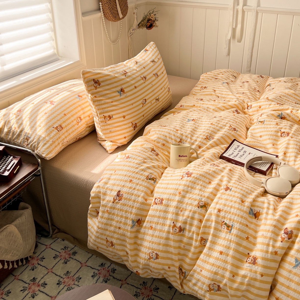 91家纺网 家纺一手货源 找家纺 水木坊 2026春夏新款高品质泡芙普通款四件套 魔法星星