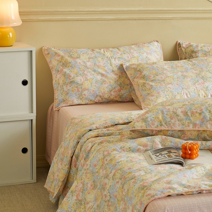 91家纺网 家纺一手货源 找家纺 暖阳 2026新款全棉贝壳边棉花夏被夏凉被空调被 暖阳绿意