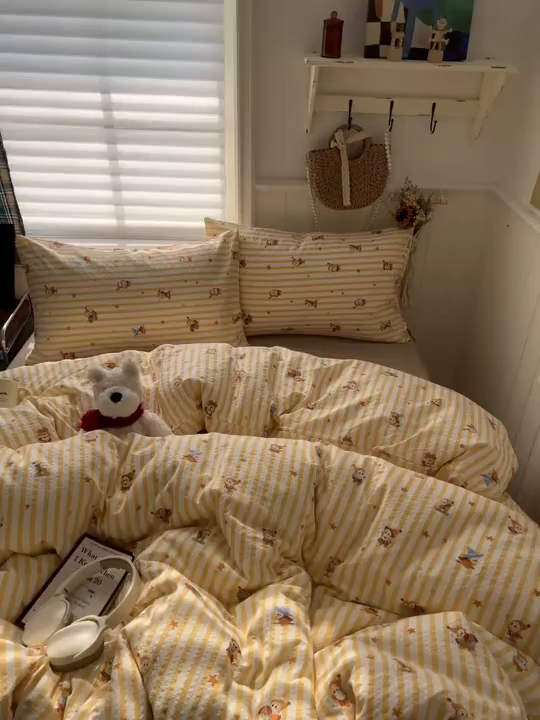 91家纺网 家纺一手货源 找家纺 水木坊 2026春夏新款高品质泡芙普通款四件套 魔法星星