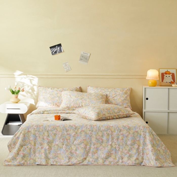 91家纺网 家纺一手货源 找家纺 暖阳 2026新款全棉贝壳边棉花夏被夏凉被空调被 暖阳绿意