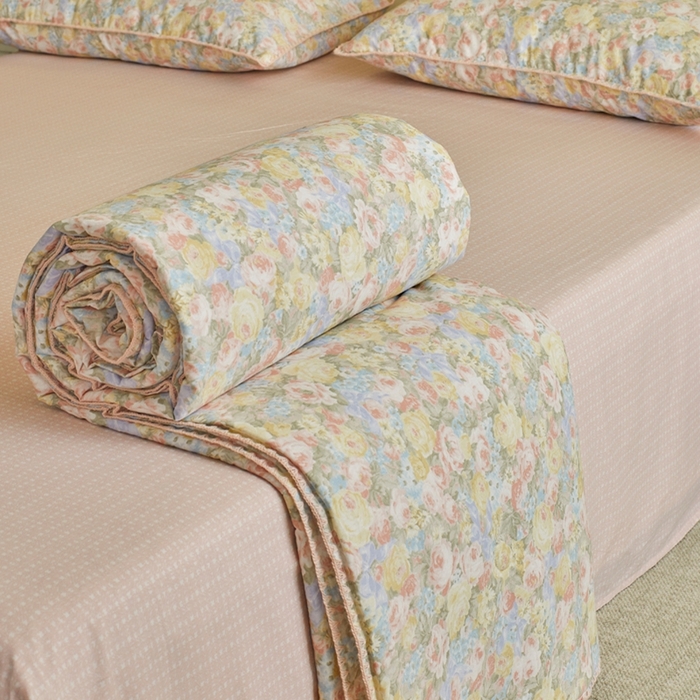 91家纺网 家纺一手货源 找家纺 暖阳 2026新款全棉贝壳边棉花夏被夏凉被空调被 暖阳绿意