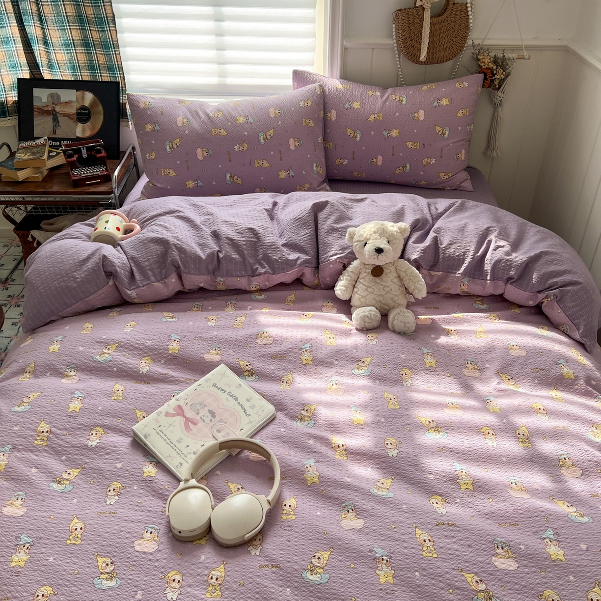 91家纺网 家纺一手货源 找家纺 水木坊 2026春夏新款高品质泡芙普通款四件套 摘星星人