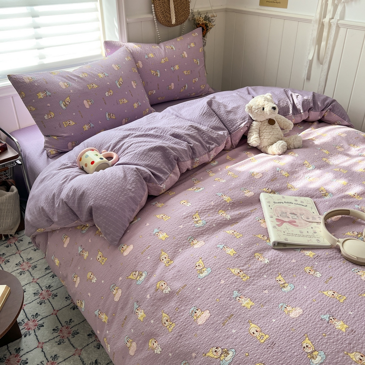 91家纺网 家纺一手货源 找家纺 水木坊 2026春夏新款高品质泡芙普通款四件套 摘星星人