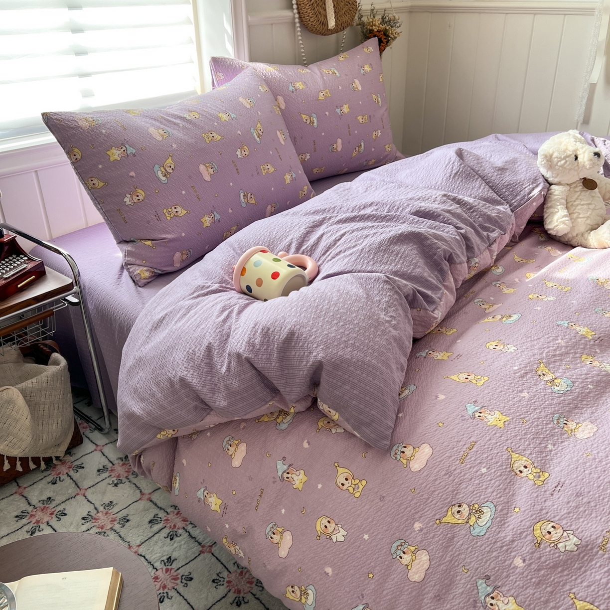 91家纺网 家纺一手货源 找家纺 水木坊 2026春夏新款高品质泡芙普通款四件套 摘星星人