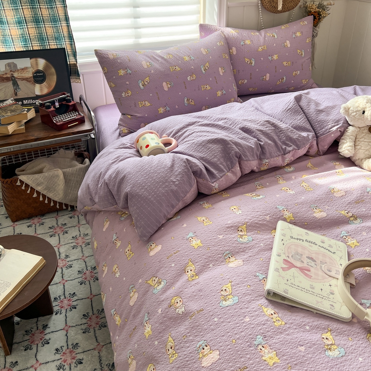 91家纺网 家纺一手货源 找家纺 水木坊 2026春夏新款高品质泡芙普通款四件套 摘星星人