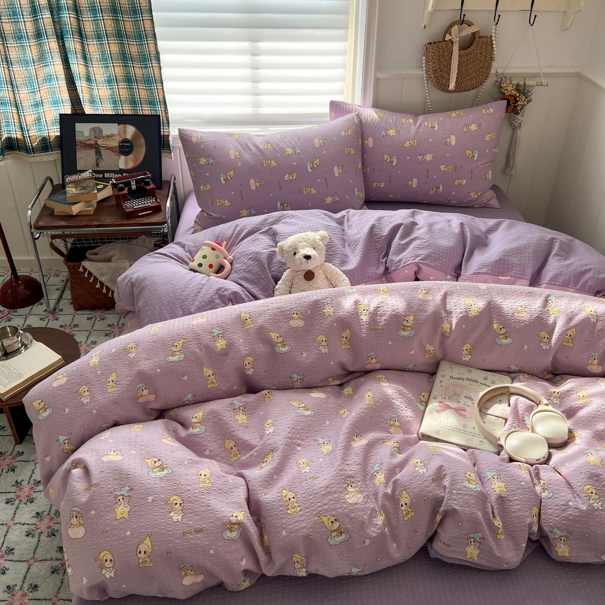 91家纺网 家纺一手货源 找家纺 水木坊 2026春夏新款高品质泡芙普通款四件套 摘星星人