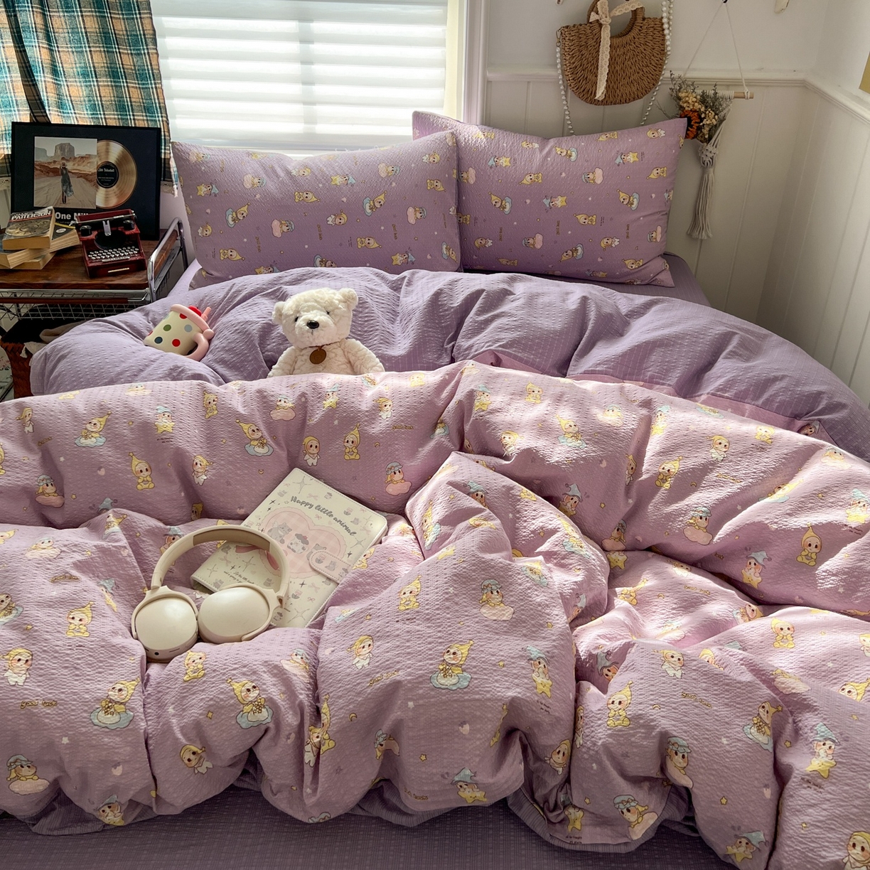 91家纺网 家纺一手货源 找家纺 水木坊 2026春夏新款高品质泡芙普通款四件套 摘星星人