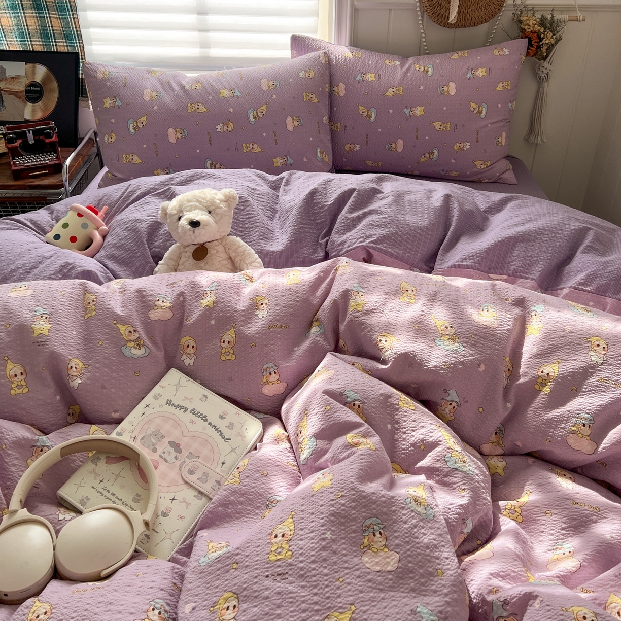 91家纺网 家纺一手货源 找家纺 水木坊 2026春夏新款高品质泡芙普通款四件套 摘星星人