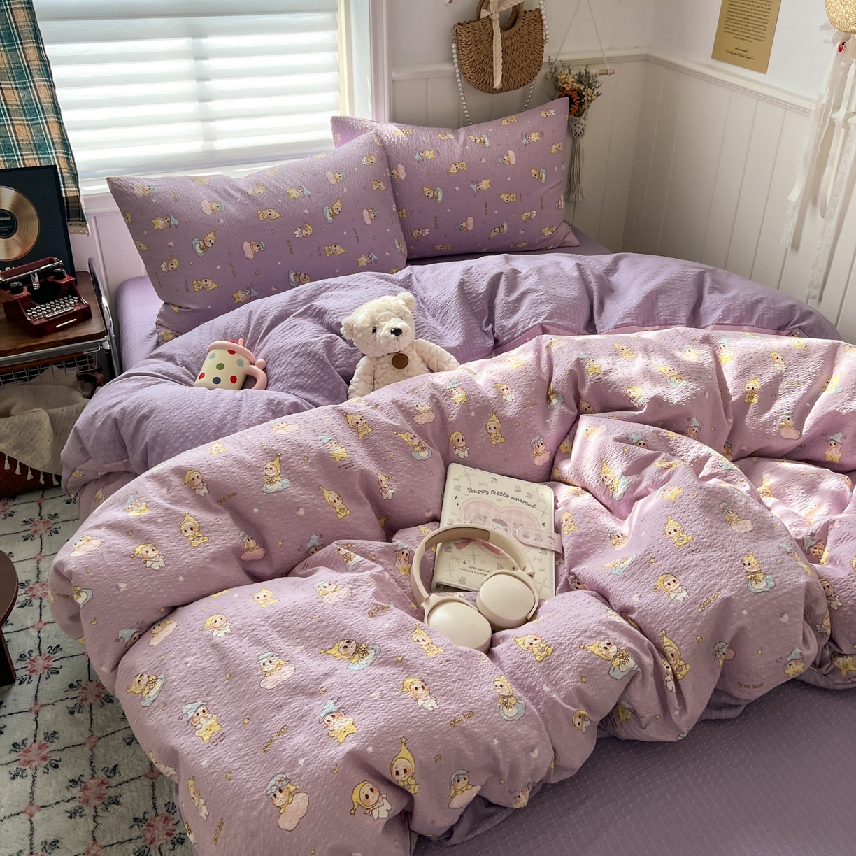 91家纺网 家纺一手货源 找家纺 水木坊 2026春夏新款高品质泡芙普通款四件套 摘星星人