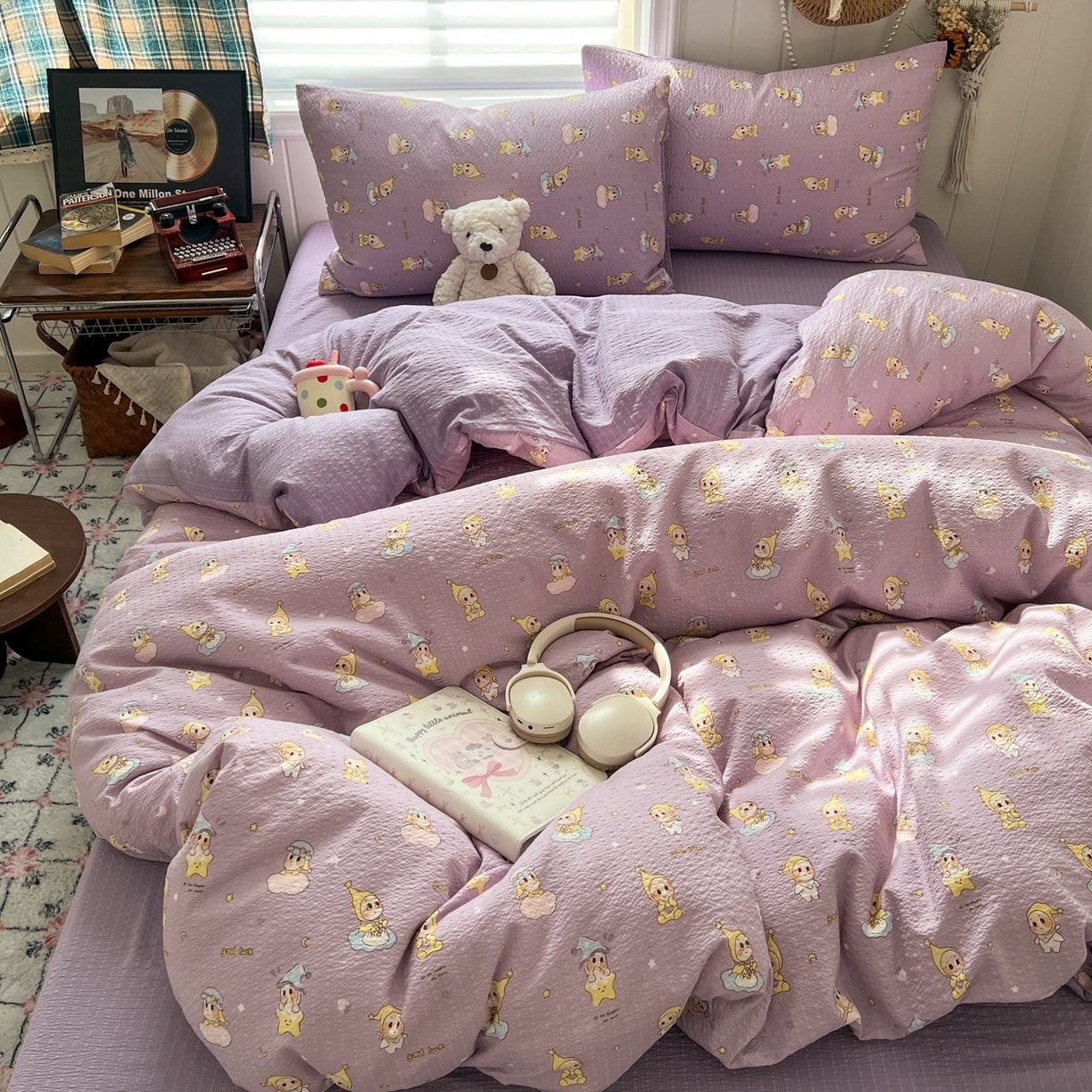 91家纺网 家纺一手货源 找家纺 水木坊 2026春夏新款高品质泡芙普通款四件套 摘星星人