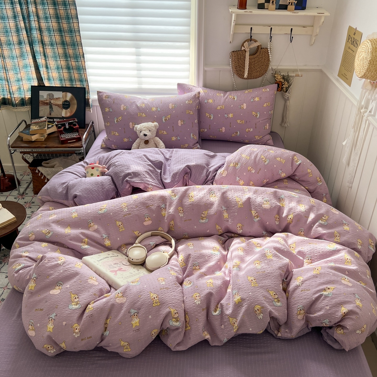 91家纺网 家纺一手货源 找家纺 水木坊 2026春夏新款高品质泡芙普通款四件套 摘星星人