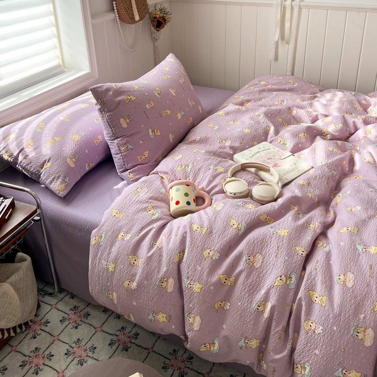 91家纺网 家纺一手货源 找家纺 水木坊 2026春夏新款高品质泡芙普通款四件套 摘星星人