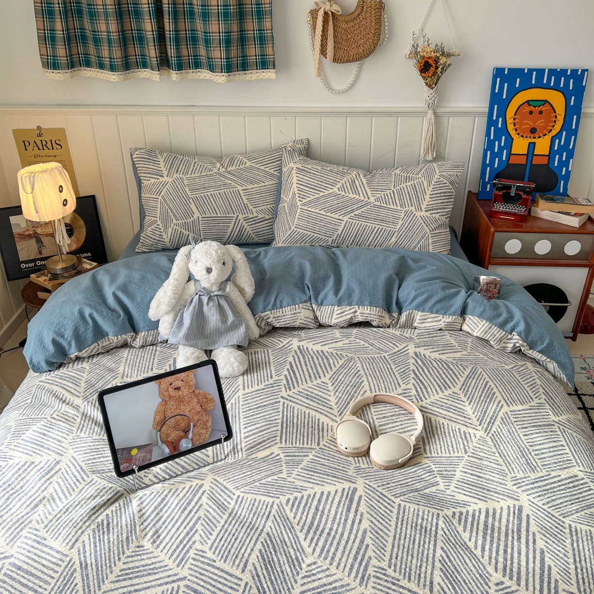 91家纺网 家纺一手货源 找家纺 水木坊 2026春夏新款高品质泡芙普通款四件套 浅川纹