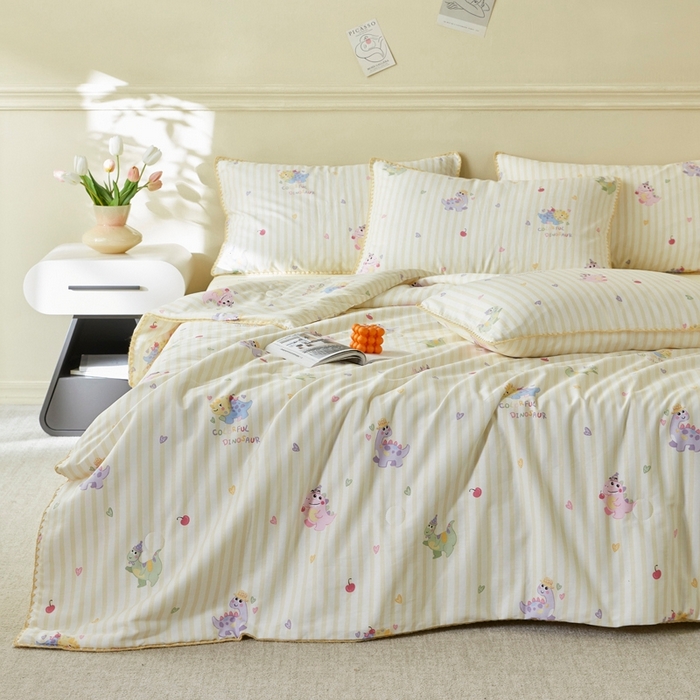 91家纺网 家纺一手货源 找家纺 暖阳 2026新款全棉贝壳边棉花夏被夏凉被空调被 幸运波比