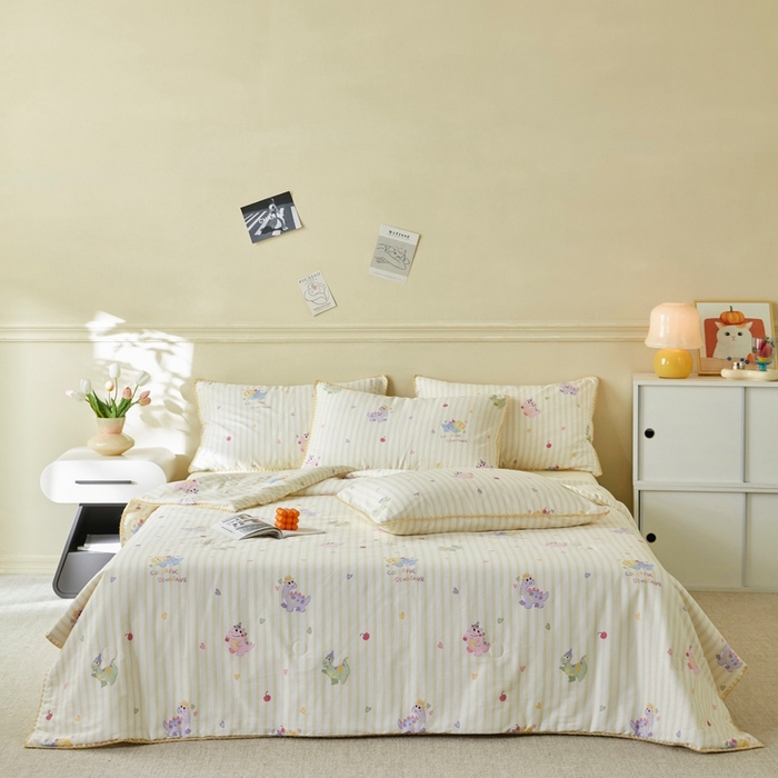 91家纺网 家纺一手货源 找家纺 暖阳 2026新款全棉贝壳边棉花夏被夏凉被空调被 幸运波比