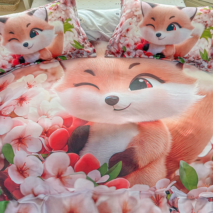 91家纺网 家纺一手货源 找家纺 宝薇 2026春夏新款7D卡通加厚斜纹仿棉生态磨毛大版四件套 梨花开