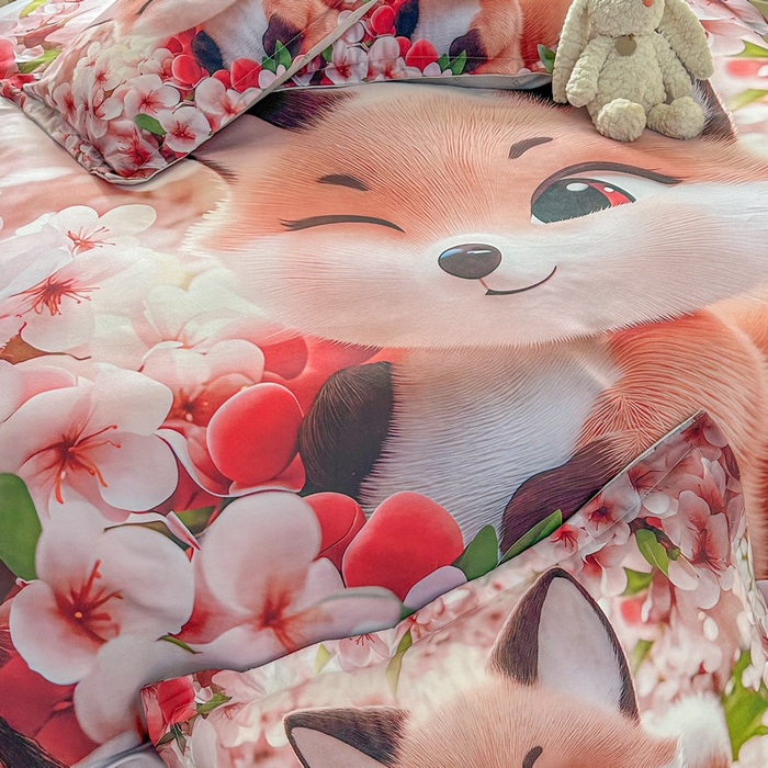 91家纺网 家纺一手货源 找家纺 宝薇 2026春夏新款7D卡通加厚斜纹仿棉生态磨毛大版四件套 梨花开