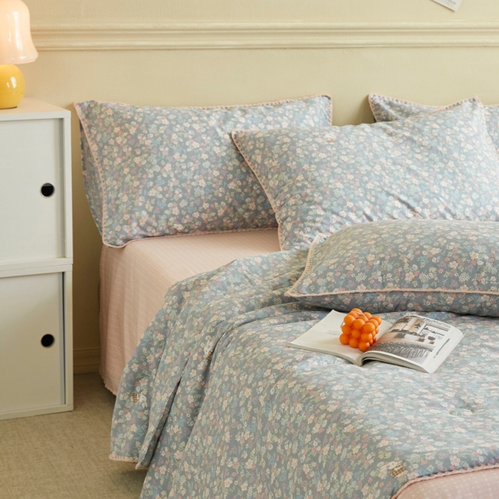 91家纺网 家纺一手货源 找家纺 暖阳 2026新款全棉贝壳边棉花夏被夏凉被空调被 银杉之梦