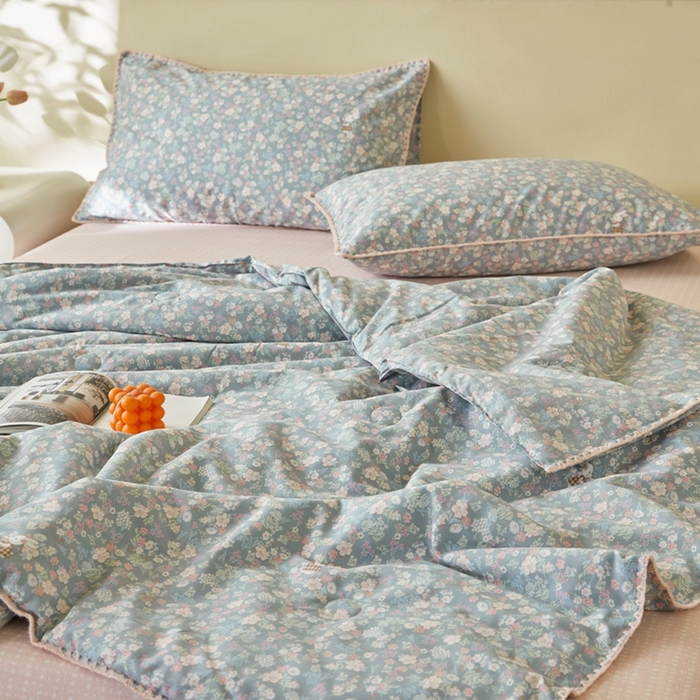 91家纺网 家纺一手货源 找家纺 暖阳 2026新款全棉贝壳边棉花夏被夏凉被空调被 银杉之梦