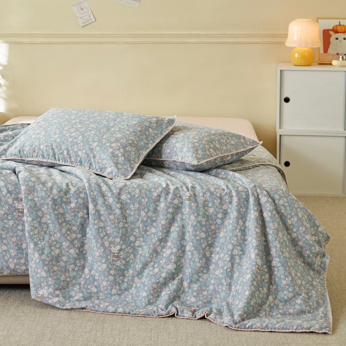 91家纺网 家纺一手货源 找家纺 暖阳 2026新款全棉贝壳边棉花夏被夏凉被空调被 银杉之梦