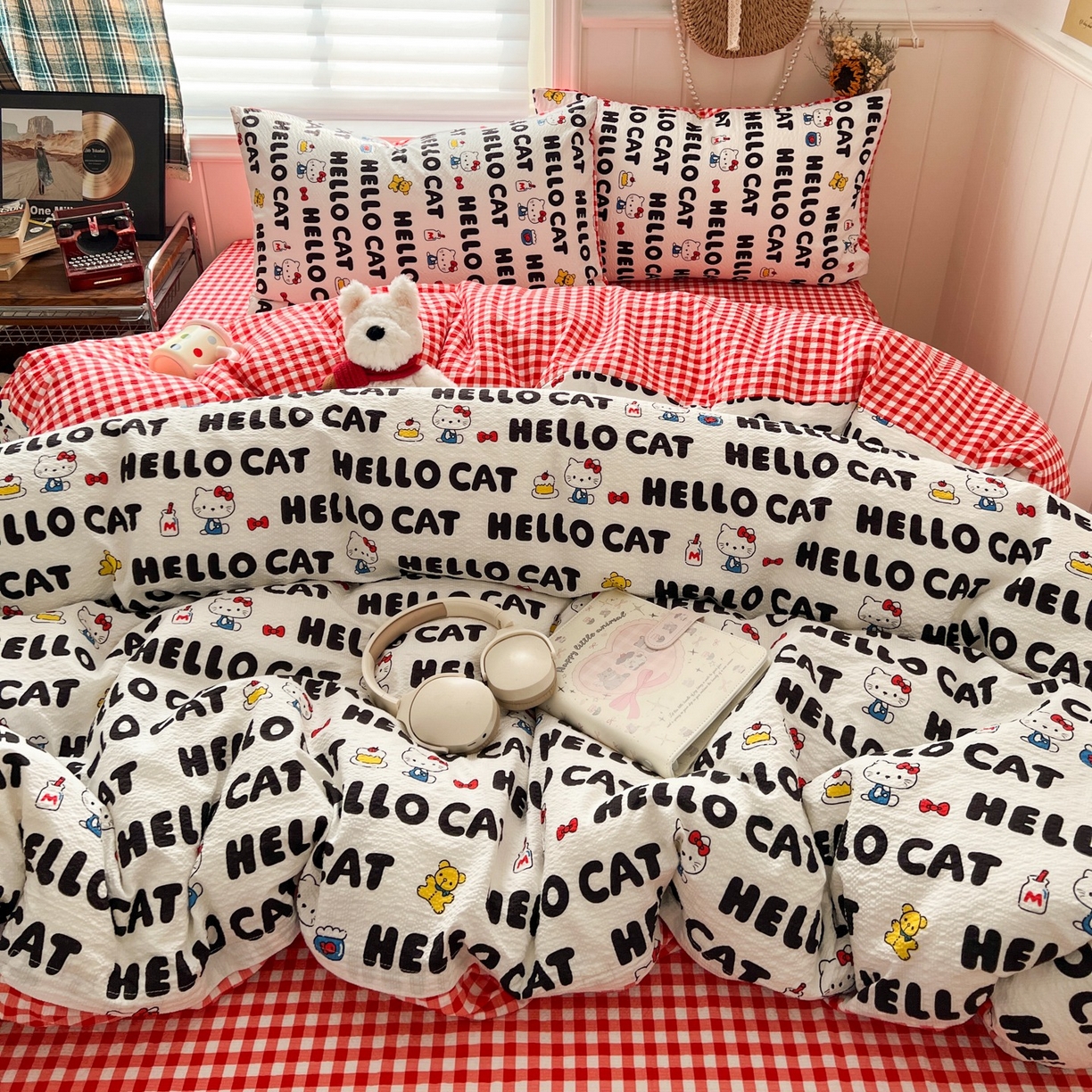 水木坊 2026春夏新款高品质泡芙普通款四件套 猫系字母