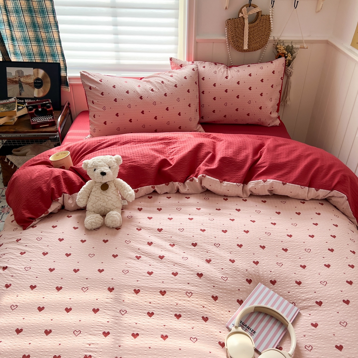 91家纺网 家纺一手货源 找家纺 水木坊 2026春夏新款高品质泡芙普通款四件套 朦胧粉心