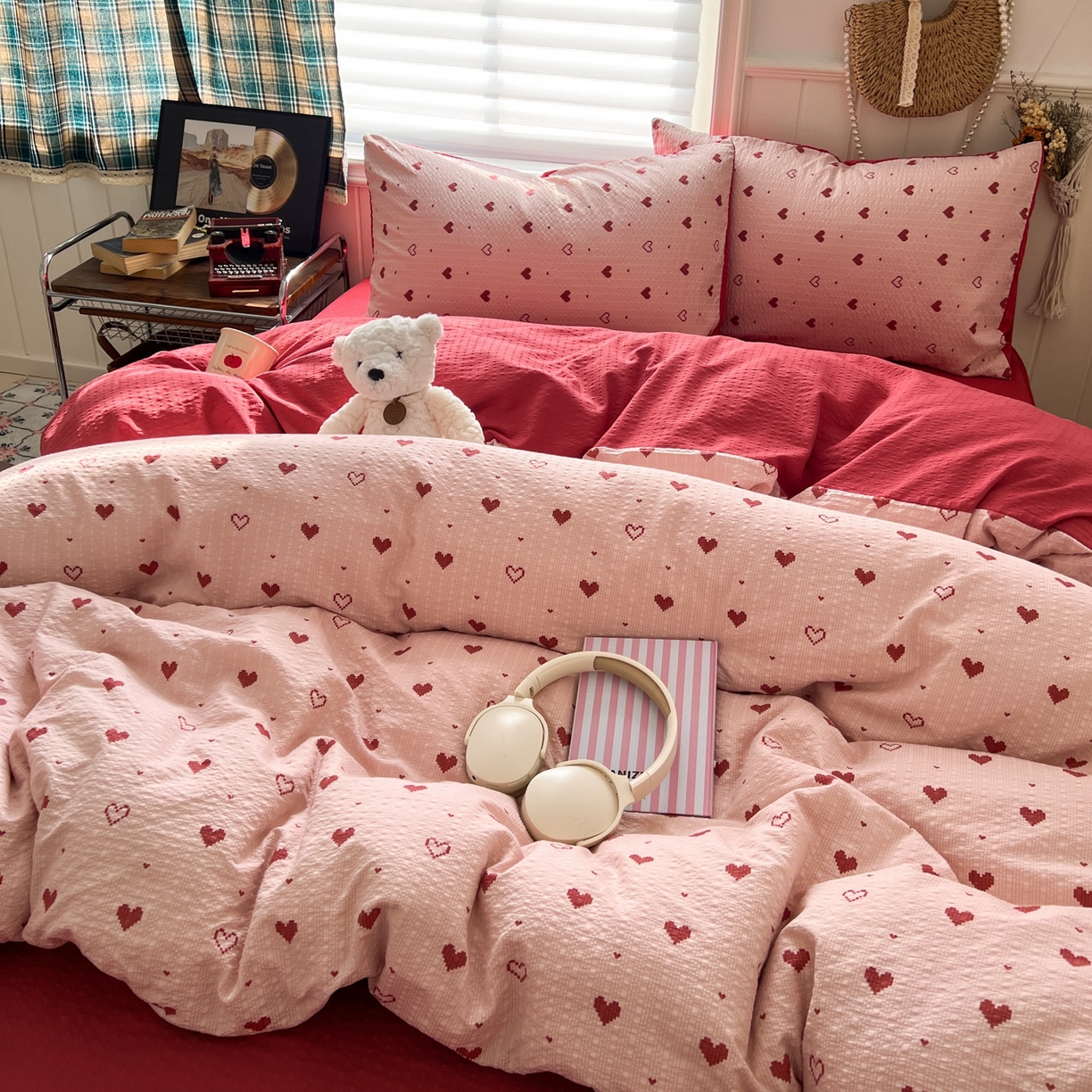 91家纺网 家纺一手货源 找家纺 水木坊 2026春夏新款高品质泡芙普通款四件套 朦胧粉心