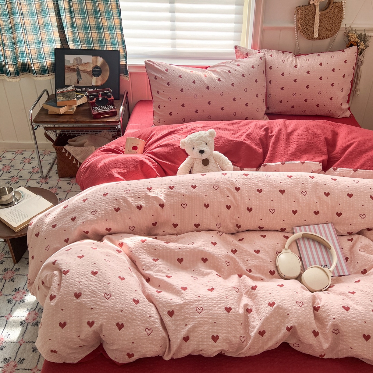 91家纺网 家纺一手货源 找家纺 水木坊 2026春夏新款高品质泡芙普通款四件套 朦胧粉心