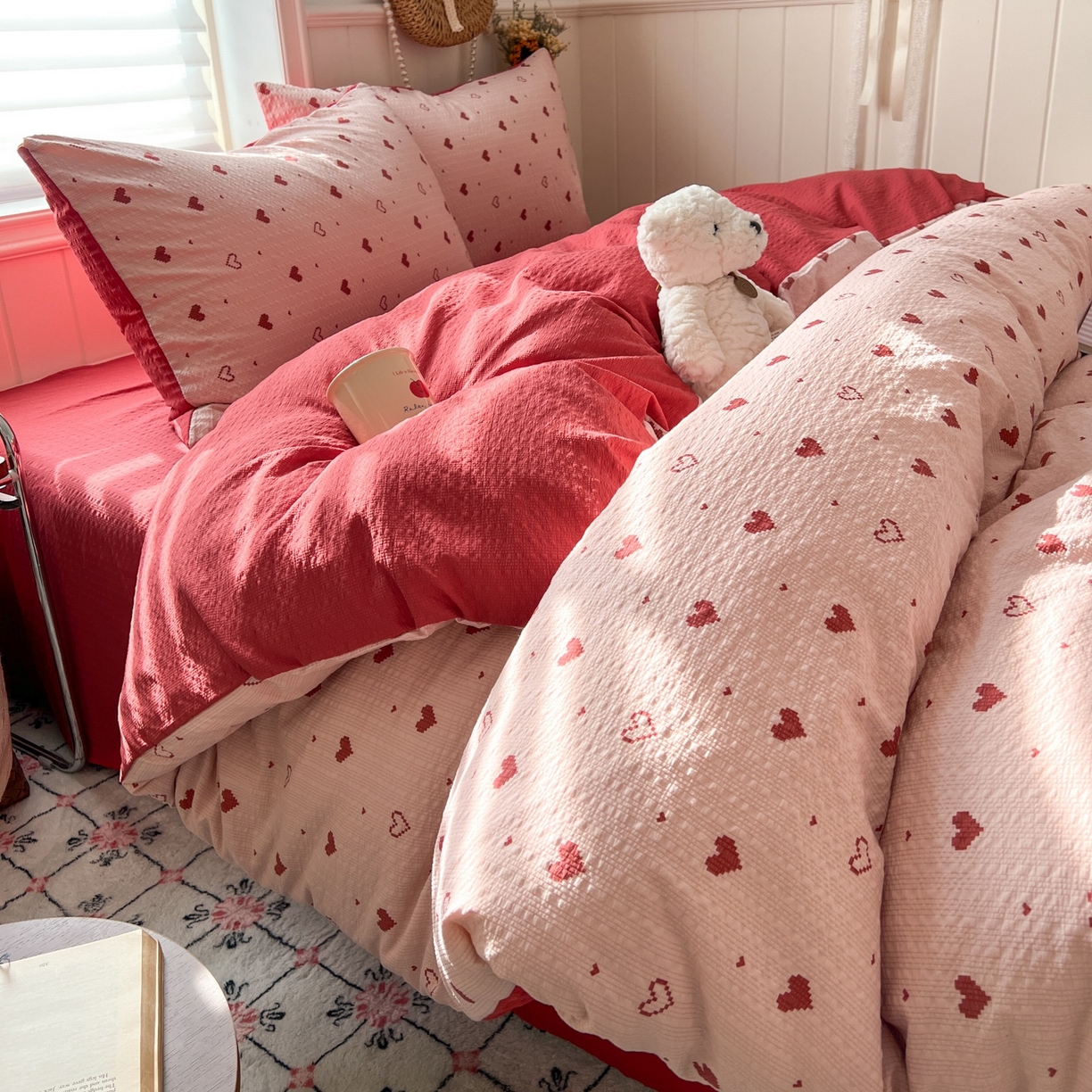 91家纺网 家纺一手货源 找家纺 水木坊 2026春夏新款高品质泡芙普通款四件套 朦胧粉心