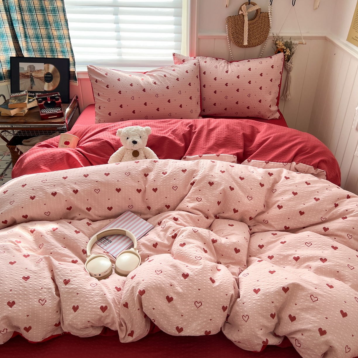 91家纺网 家纺一手货源 找家纺 水木坊 2026春夏新款高品质泡芙普通款四件套 朦胧粉心