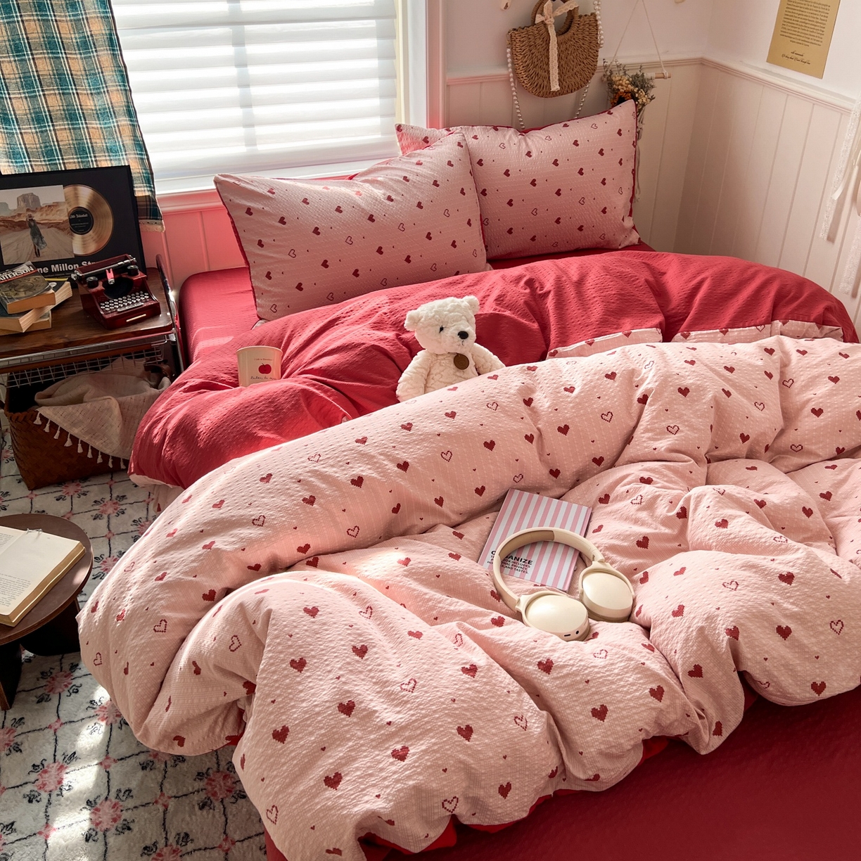 91家纺网 家纺一手货源 找家纺 水木坊 2026春夏新款高品质泡芙普通款四件套 朦胧粉心