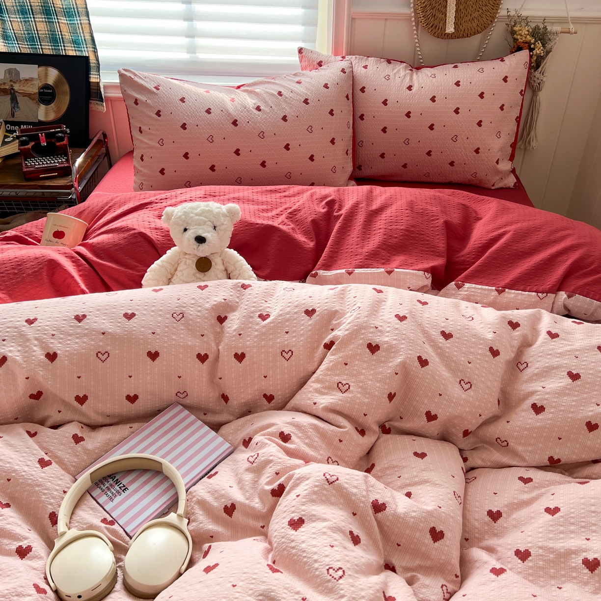 91家纺网 家纺一手货源 找家纺 水木坊 2026春夏新款高品质泡芙普通款四件套 朦胧粉心