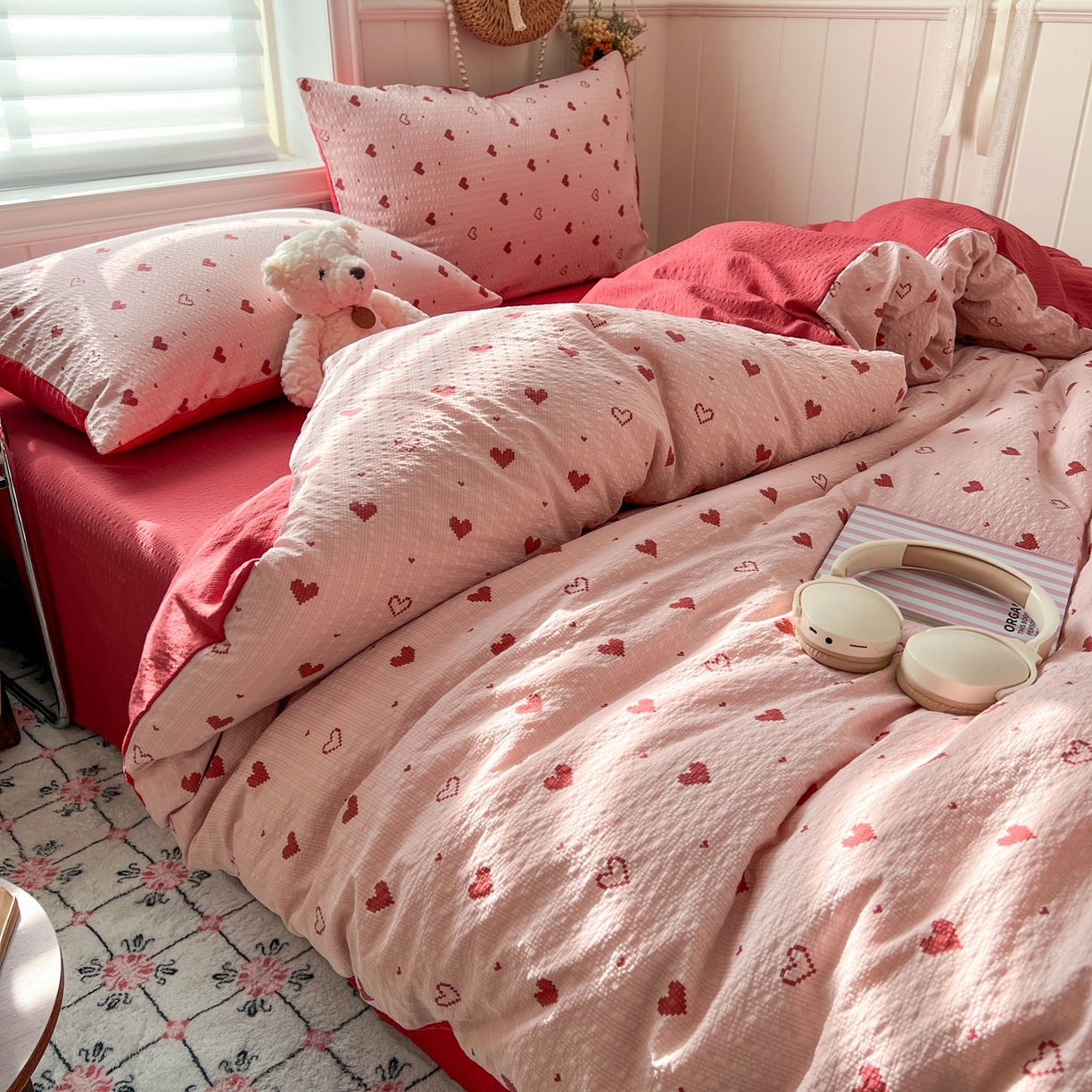 91家纺网 家纺一手货源 找家纺 水木坊 2026春夏新款高品质泡芙普通款四件套 朦胧粉心