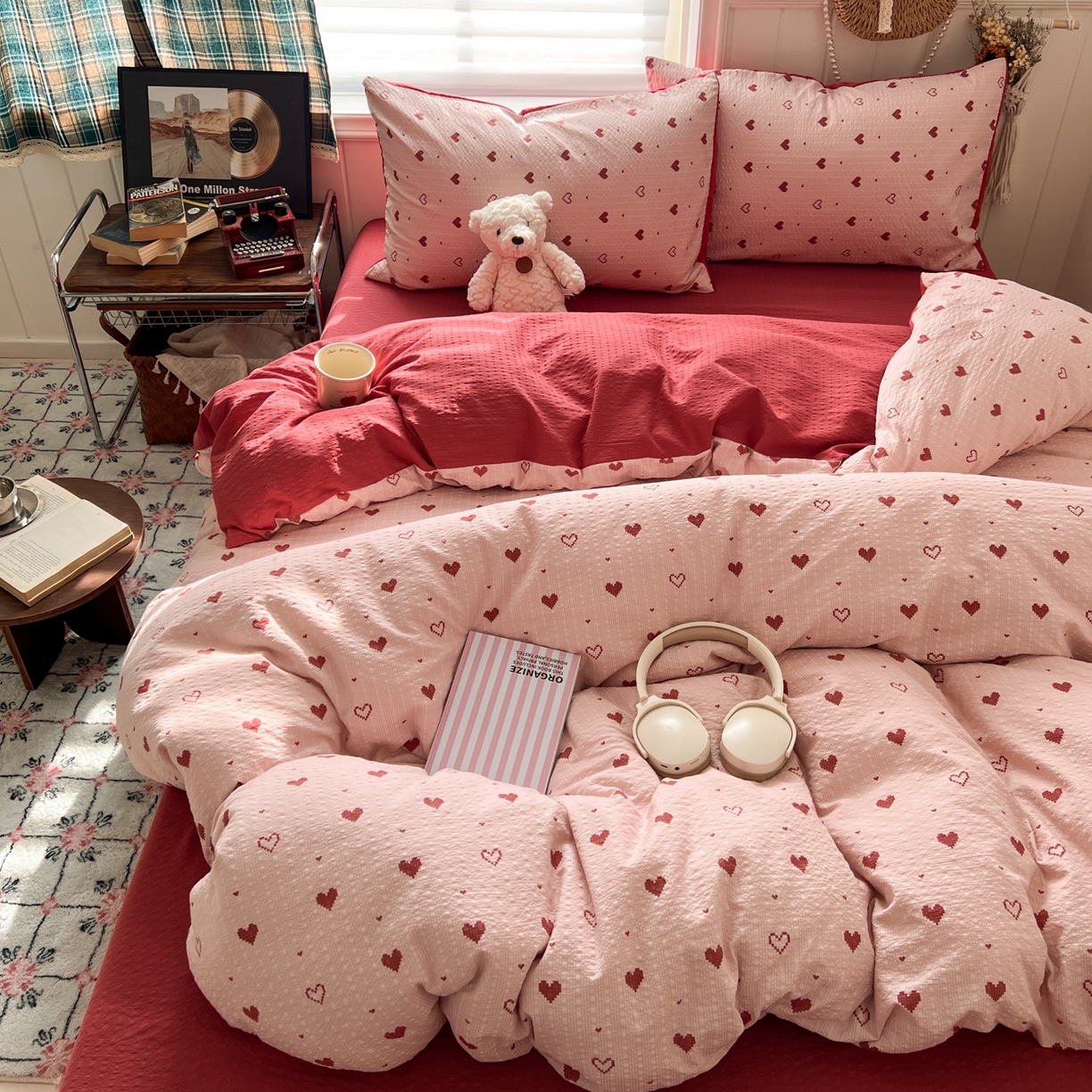 91家纺网 家纺一手货源 找家纺 水木坊 2026春夏新款高品质泡芙普通款四件套 朦胧粉心