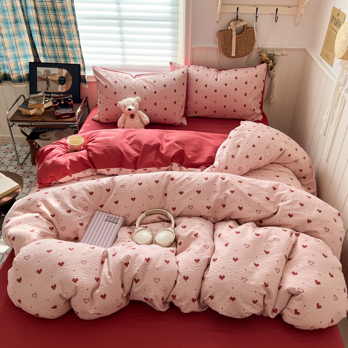 91家纺网 家纺一手货源 找家纺 水木坊 2026春夏新款高品质泡芙普通款四件套 朦胧粉心