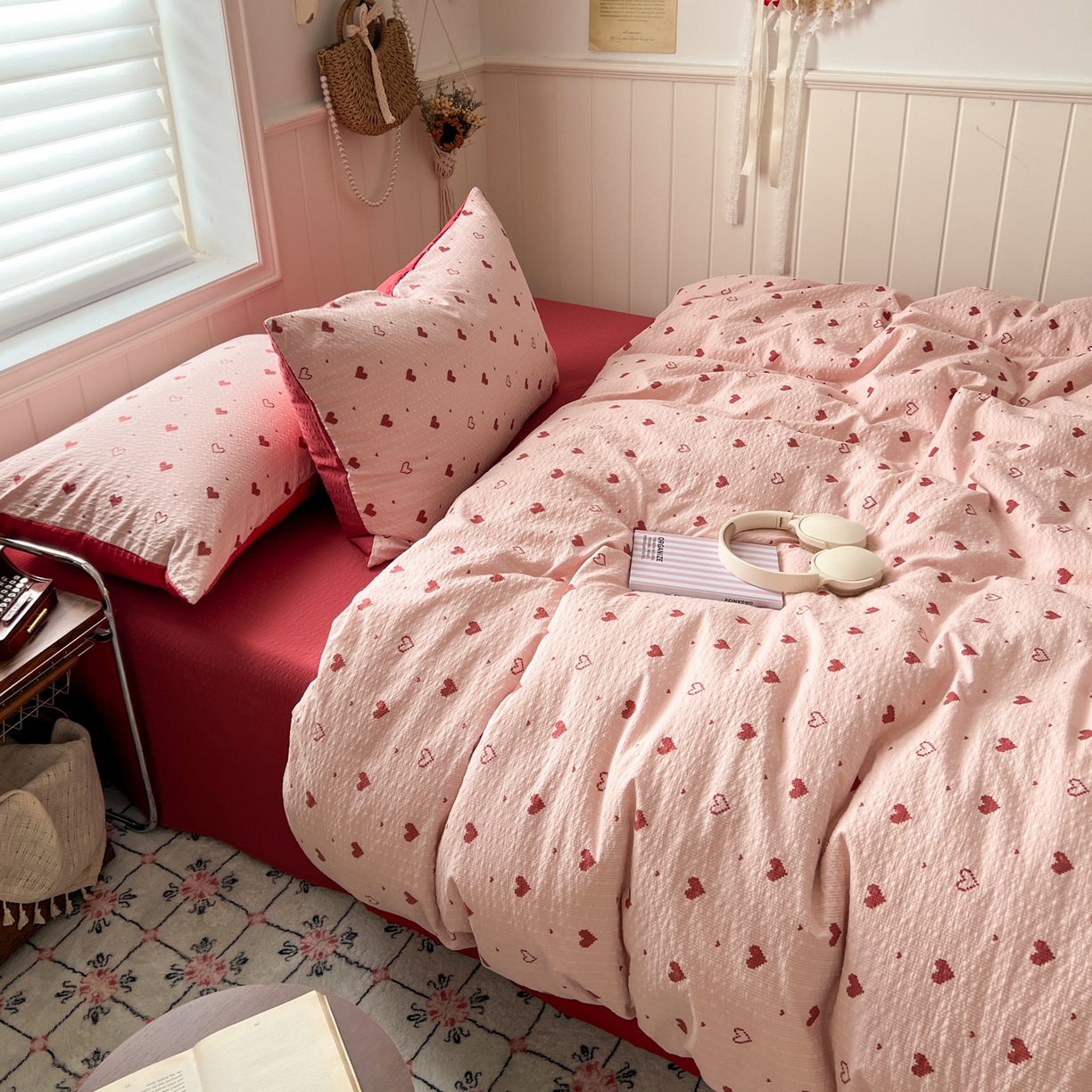 91家纺网 家纺一手货源 找家纺 水木坊 2026春夏新款高品质泡芙普通款四件套 朦胧粉心