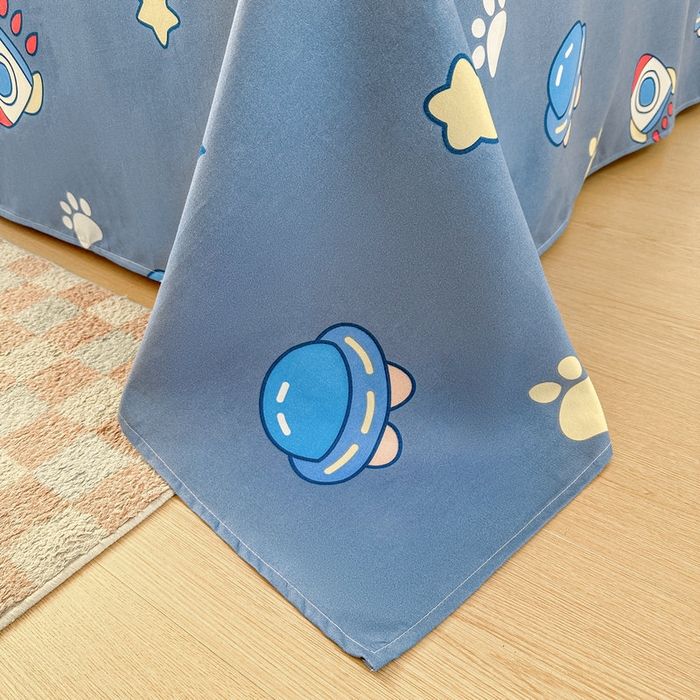 91家纺网 家纺一手货源 找家纺 宝薇 2026春夏新款7D卡通加厚斜纹仿棉生态磨毛大版四件套 天使兔