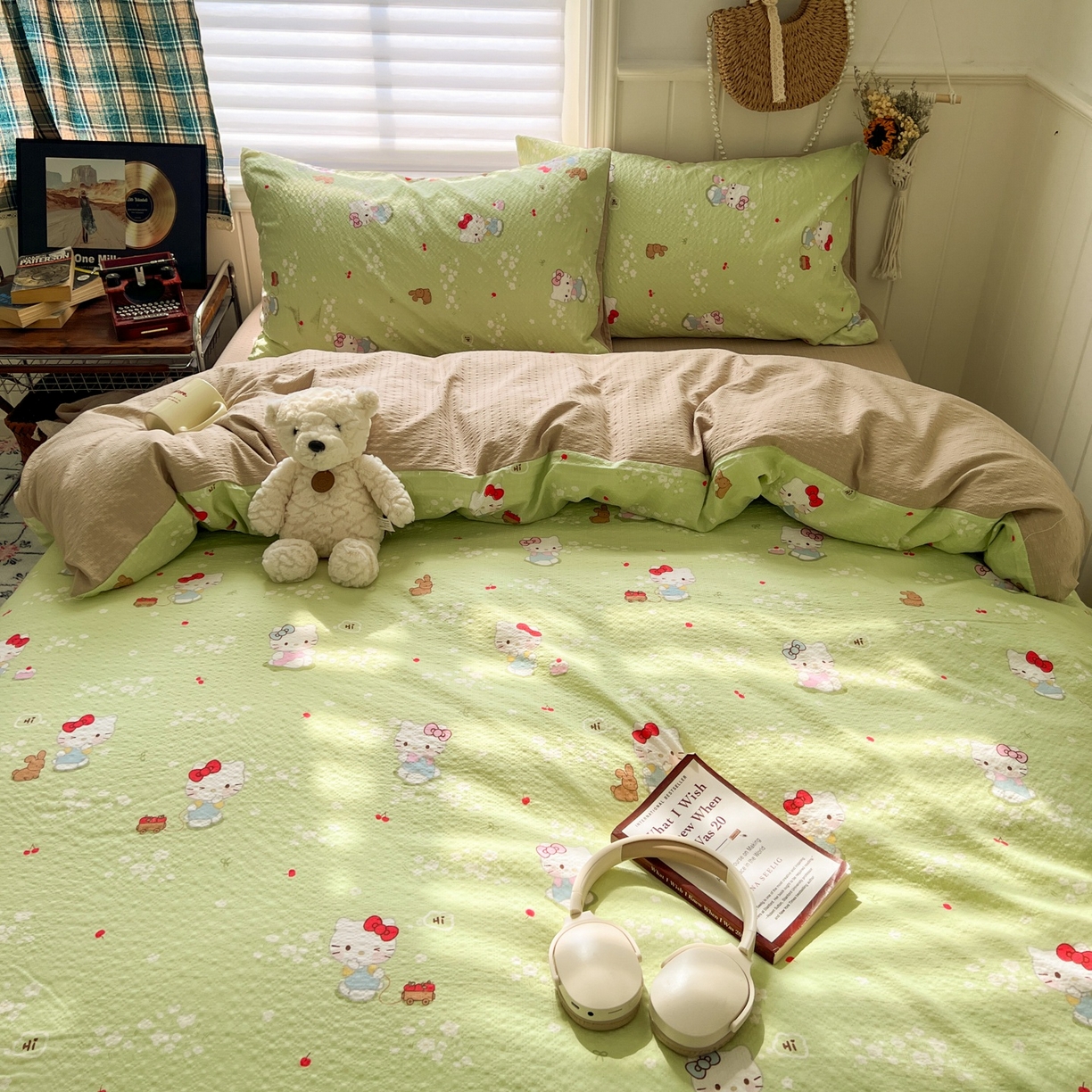 91家纺网 家纺一手货源 找家纺 水木坊 2026春夏新款高品质泡芙普通款四件套 小猫拉车